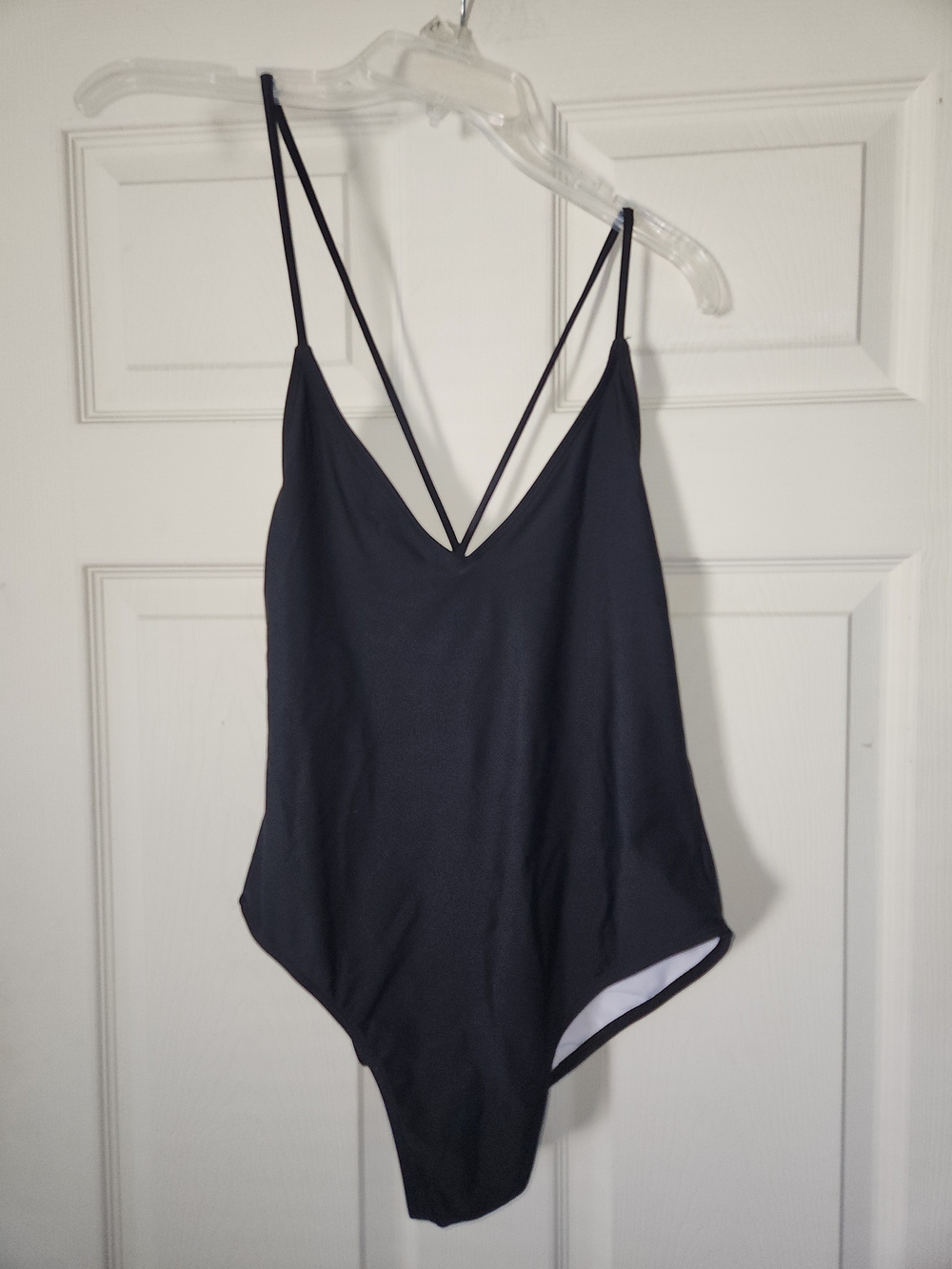 Black Halter One-Piece Swimsuit w/ Criss-Cross Back Strap